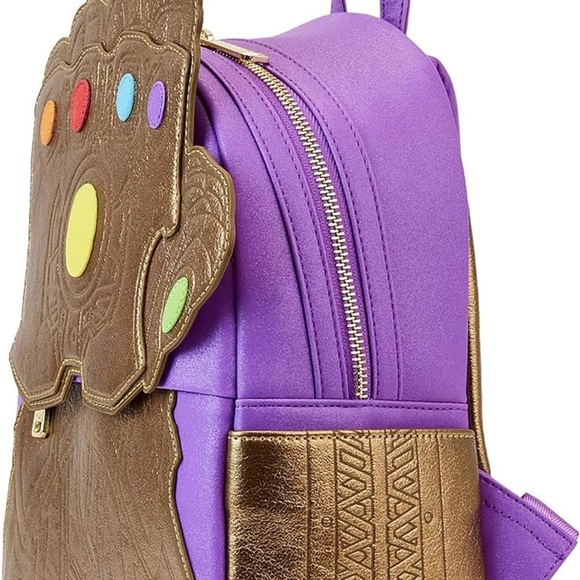 NWT Marvel Metallic Thanos Gauntlet Loungefly Mini Backpack - Picture 3 of 5